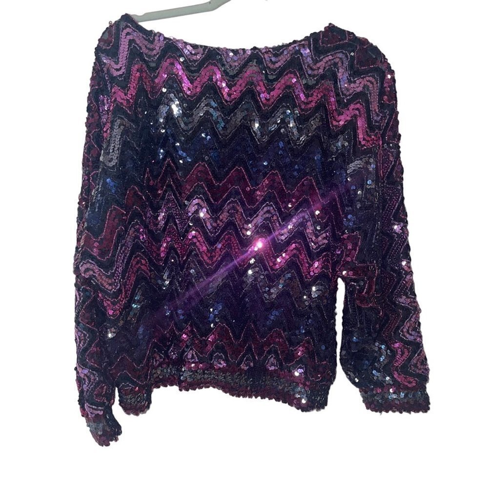 Courtney Jones by Teddi Vintage Womens Sequin Top Size Medium Pink Purple